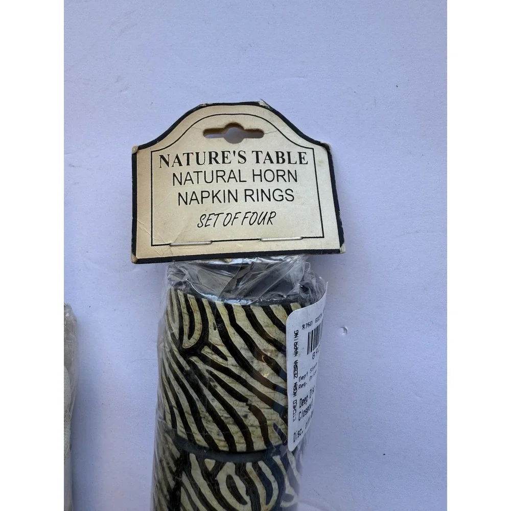 natural buffalo ox horn‎ coasters and napkinand napkin Rings Y2K Vintage (B5.7)